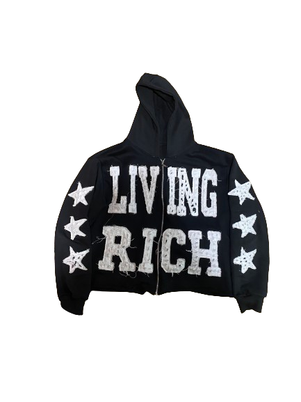 Black Embroidery Living Rich Jacket