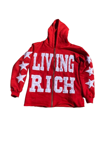 Cherry Red Embroidery Living Rich Jacket